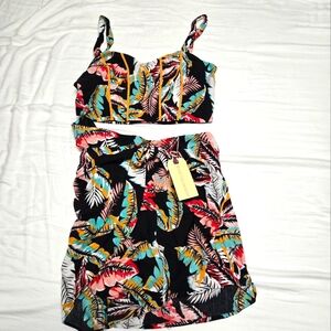 Nwt Band Of Gypsies Tropical Print Women's Skirt Set